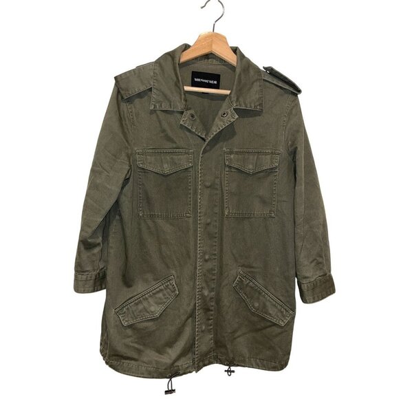 Who What Wear Womens Green Military Style Jacket Medium Cotton Blend - Picture 1 of 8